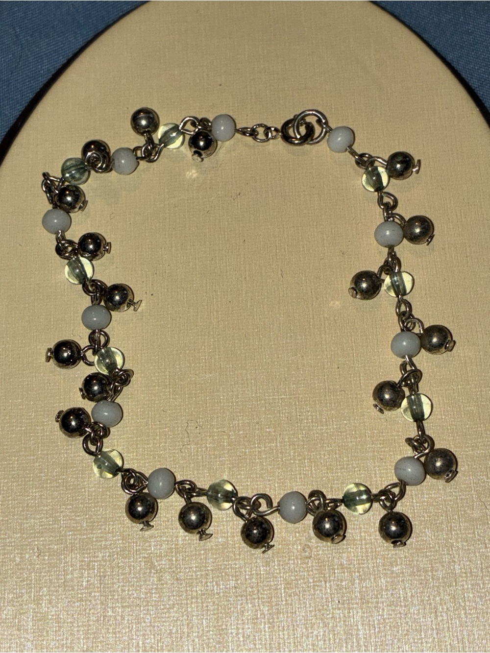 Delicate White  Beaded Charm Bracelet